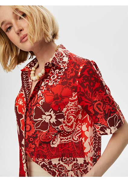 Çiçek Desen Kısa Kol Pamuk Vual Gömlek S25GML060 indirimleri