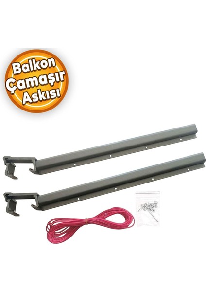 Balkon Çamaşır Kurutma Askısı Alüminyum Küpeşte Askılığı Kurutmalık Bronz Kare 80X30 mm