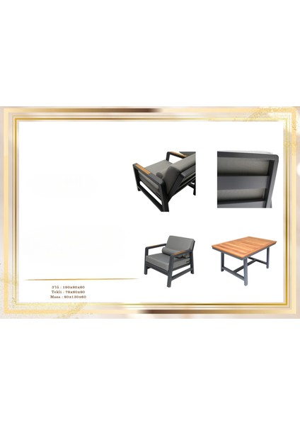 Madera Alüminyum Bahçe Balkon Oturma Grubu 3+1+1+Masa modelleri