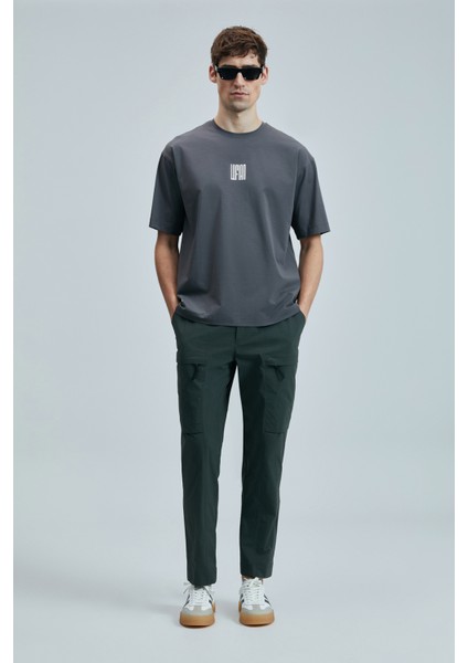 Helıx Modern Grafik T- Shirt Koyu Gri