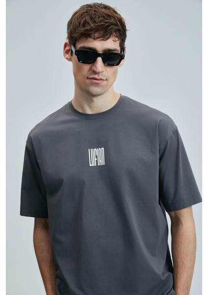 Helıx Modern Grafik T- Shirt Koyu Gri