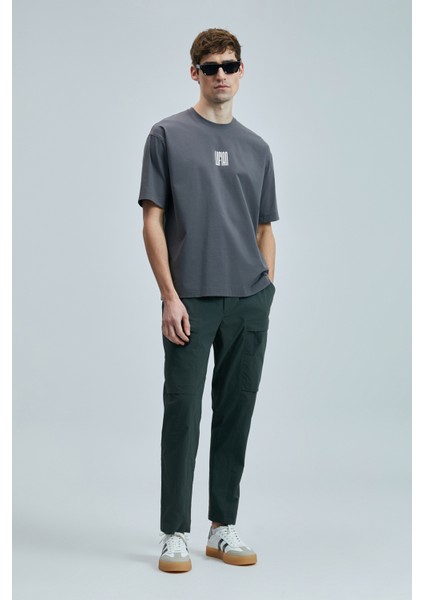 Helıx Modern Grafik T- Shirt Koyu Gri