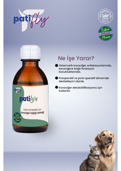 Patifly Liver Kedi ve Köpekler Için Desteği Liqit 50 ml