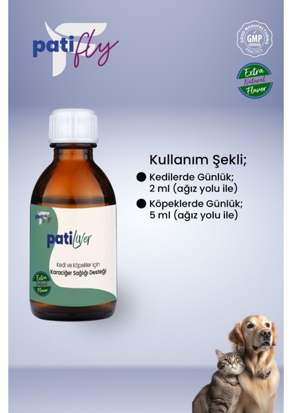 Patifly Liver Kedi ve Köpekler Için Desteği Liqit 50 ml