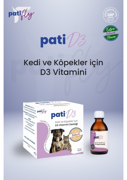Patifly Kedi ve Köpekler Için D3 Takviye Gıda Liqit 50 ml
