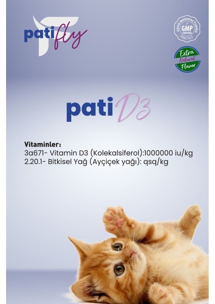 Patifly Kedi ve Köpekler Için D3 Takviye Gıda Liqit 50 ml
