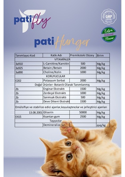 Patifly Hunger Kedi ve Köpekler Için Vitamin Mineral Liqit 50 ml