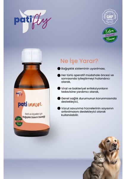 Patifly Immun Kedi ve Köpekler Için Desteği Liqit 50 ml