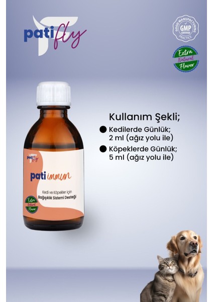 Patifly Immun Kedi ve Köpekler Için Desteği Liqit 50 ml