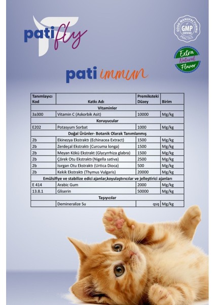 Patifly Immun Kedi ve Köpekler Için Desteği Liqit 50 ml