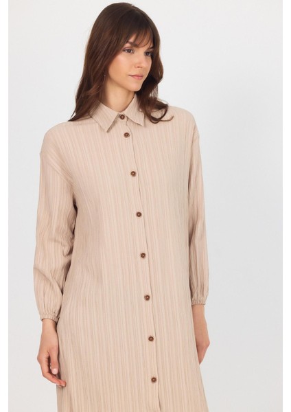 Vizon Düğmeli Kol Lastikli Uzun Tunik 4507A fırsatları