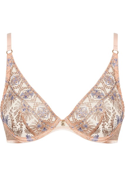 Sound Of Heart Balenli Üçgen Sütyen, Lurex Işlemeli Fransız Dantel, Şeffaf ve Parlak Etki