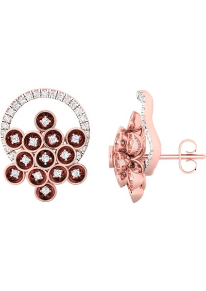 Pırlanta Süslemeli Rose Gold Tasarım Altın Küpe