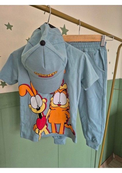 Kısa Kollu Garfield Baskılı Eşofman Takımı Şapka Hediyeli indirimleri