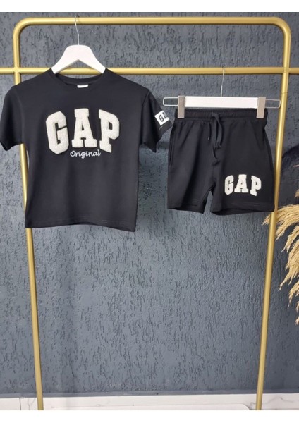 Erkek T-Shirt Şort 2li Pamuklu Siyah Takım