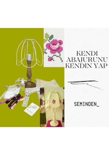Abajur Ayağı,abajur Teli ve Yapım Malzemeleri( Kanaviçe El Işi Abajur Kiti)