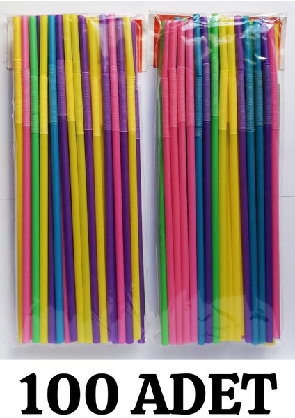 Artistik Pipet Karışık Renkli Körüklü Pipet 2 x 50'li Paket