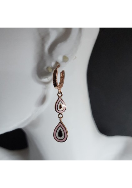 925 Ayar Gümüş Rose Sallantılı Damla Küpe