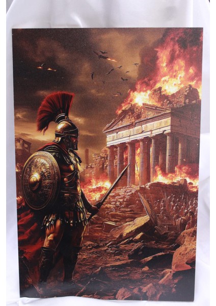 Truva Serisi 4'lü Ahşap Retro Poster 18 cm x 27 cm