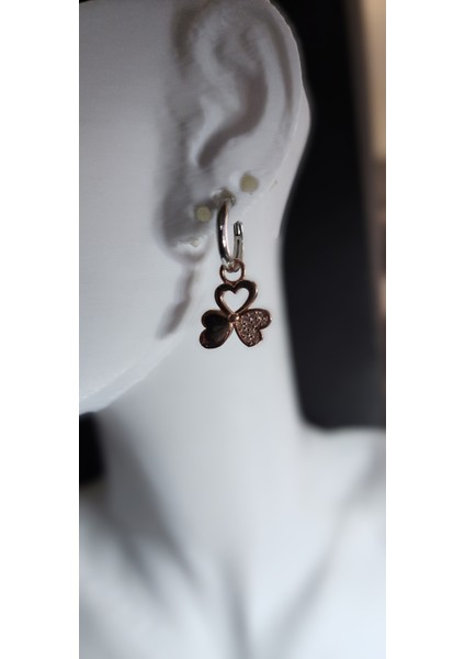 925 Ayar Gümüş Rose Yonca Halka Küpe