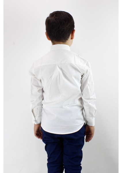 Erkek Çocuk Kendinden Desenli Uzun Kol Gömlek modelleri