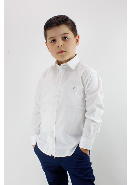 Erkek Çocuk Kendinden Desenli Uzun Kol Gömlek fırsatları