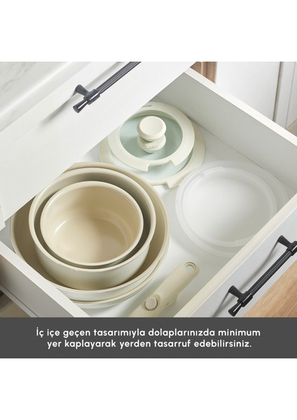 Swiss Crystal Almond Cream Easy Clip 9 Parça Indüksiyon Tabanlı Tencere / Tava Seti modelleri