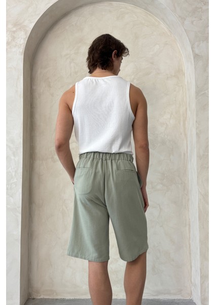 Erkek Pileli Baggy Keten Şort indirimleri