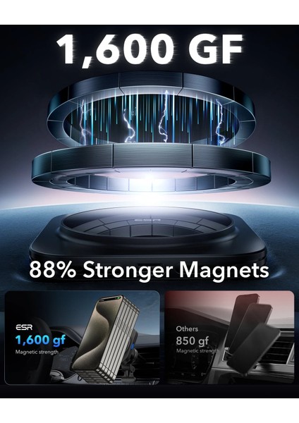 15W Qi2 Magsafe Kablosuz Araç Şarj Cihazı Halolock - Siyah