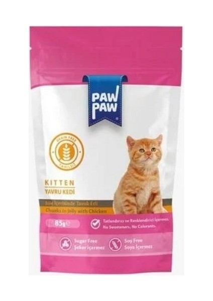Paw Paw Kedi Yavru Tavuk Etli 85 gr Pouch x 4 Adet