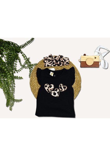 Leopar Desenli Bandana Etek T-Shırt 3 Lü Takım modelleri