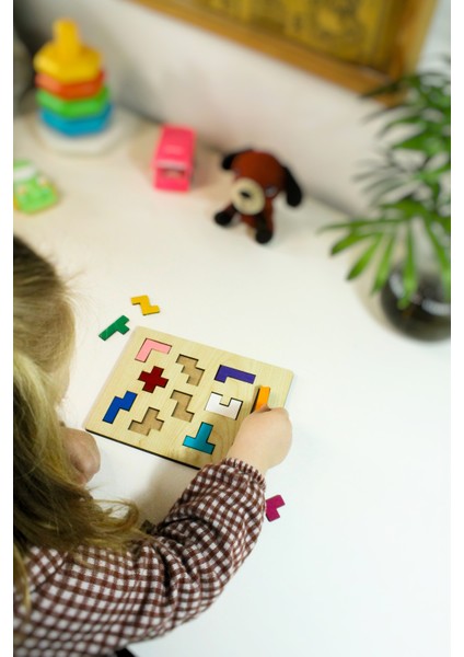 Ahşap 11 Parça Eğitici Şekil Yerleştirme Oyunu - Renkleri ve Şekilleri Tanıma - Yapboz - Montessorri fırsatları
