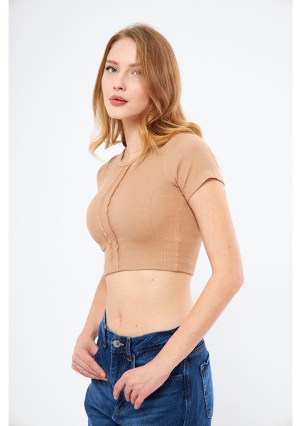 Çizgi Detaylı Kaşkorse Crop indirimleri
