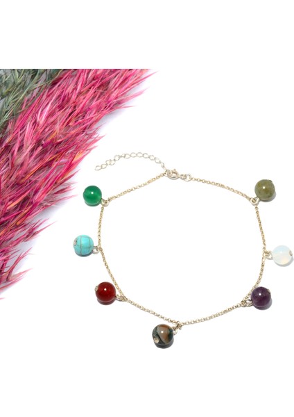 Doğaltaş Sallantılı Gümüş Halhal