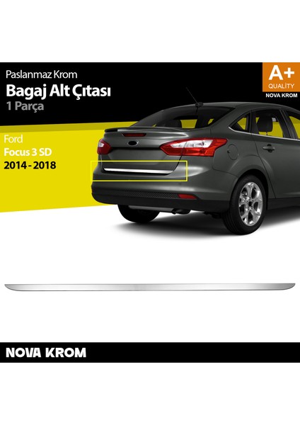 Ford Focus 3 Sd Makyajlı Krom Bagaj Alt Çıtası 2014-2018