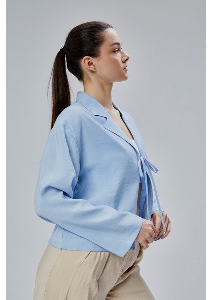 Bebe Mavisi Salaş Kesim Bağlama Detaylı Gömlek indirimleri