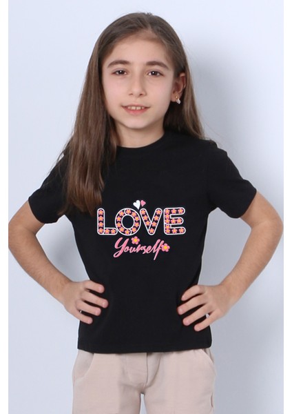 Kız Çocuk Tshirt Love Baskılı Bisiklet Yaka D28 fiyatları