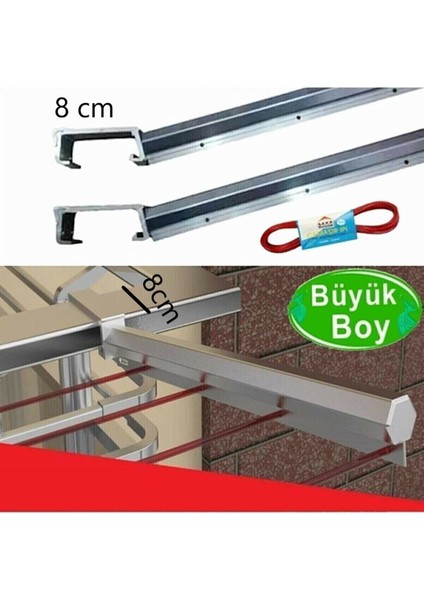 Cetinel Balkon Çamaşır Kurutmalık Askılığı Kare Küpeşte Balkon Askısı 80X30 mm