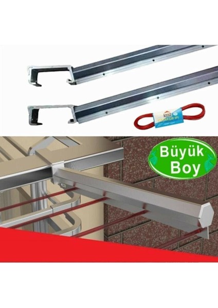 Cetinel Balkon Çamaşır Kurutmalık Askılığı Kare Küpeşte Balkon Askısı 80X30 mm