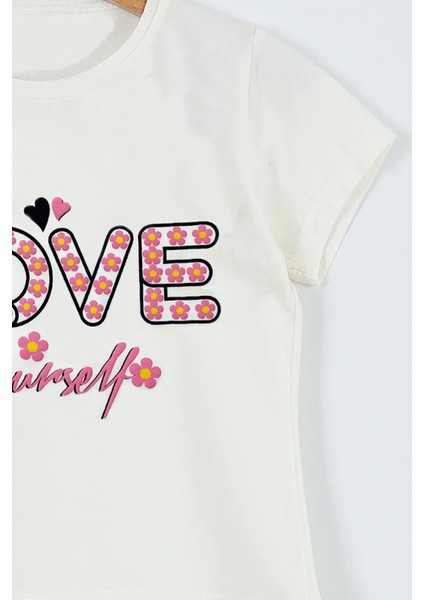 Kız Çocuk Tshirt Love Baskılı Bisiklet Yaka D28 fiyatları