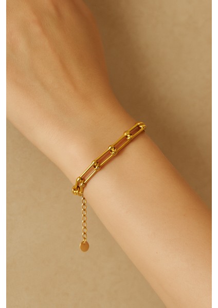 Kadın Geçmeli Tırtıklı Halka Ataç Gold Renk Çelik Bileklik 1 Adet fiyatları