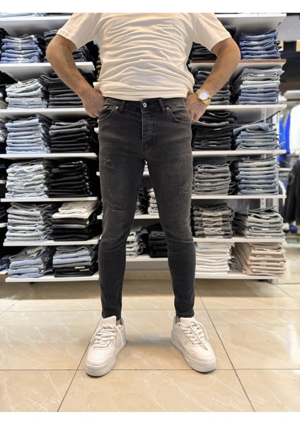 Yırtık Detay Siyah Skinny Fit Jean 543CSLKE fiyatları