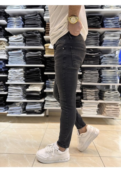 Yırtık Detay Siyah Skinny Fit Jean 543CSLKE fırsatları