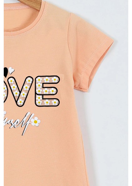 Kız Çocuk Tshirt Love Baskılı Bisiklet Yaka D28 fiyatları