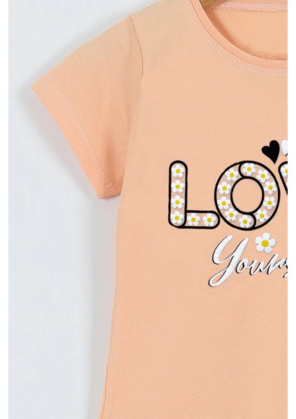 Kız Çocuk Tshirt Love Baskılı Bisiklet Yaka D28 modelleri