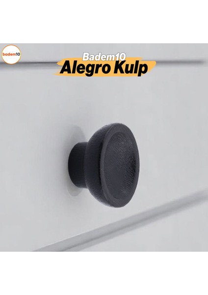 Alegro Düğme Siyah Mobilya Mutfak Dolap Dolabı Çekmece Kulpu Kulbu Plastik Siyah Tek Vidalı Kulp