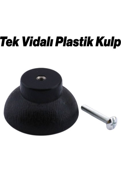Alegro Düğme Siyah Mobilya Mutfak Dolap Dolabı Çekmece Kulpu Kulbu Plastik Siyah Tek Vidalı Kulp