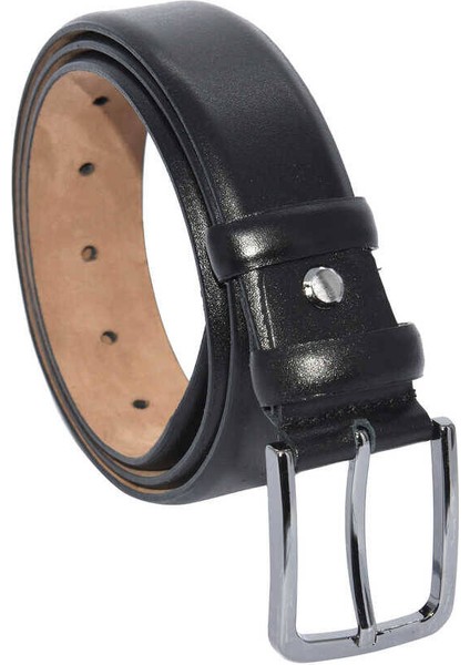 Siyah Çocuk Boy Deri Düz Model 3 Cm. Tokalı Klasik Kemer 200-G