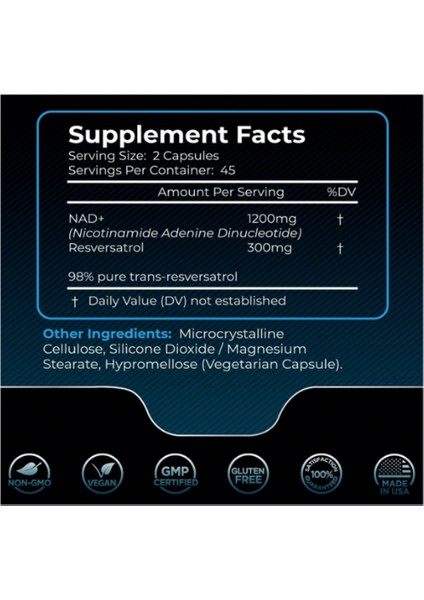 Labs Nad 1500MG - With Resveratrol 90 Capsul.usa Menşei.ozelsporcugıdaların'dan 3640