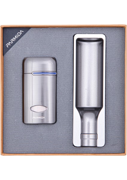 Çakmak Küllük Ikili Gunmetal Puro Seti